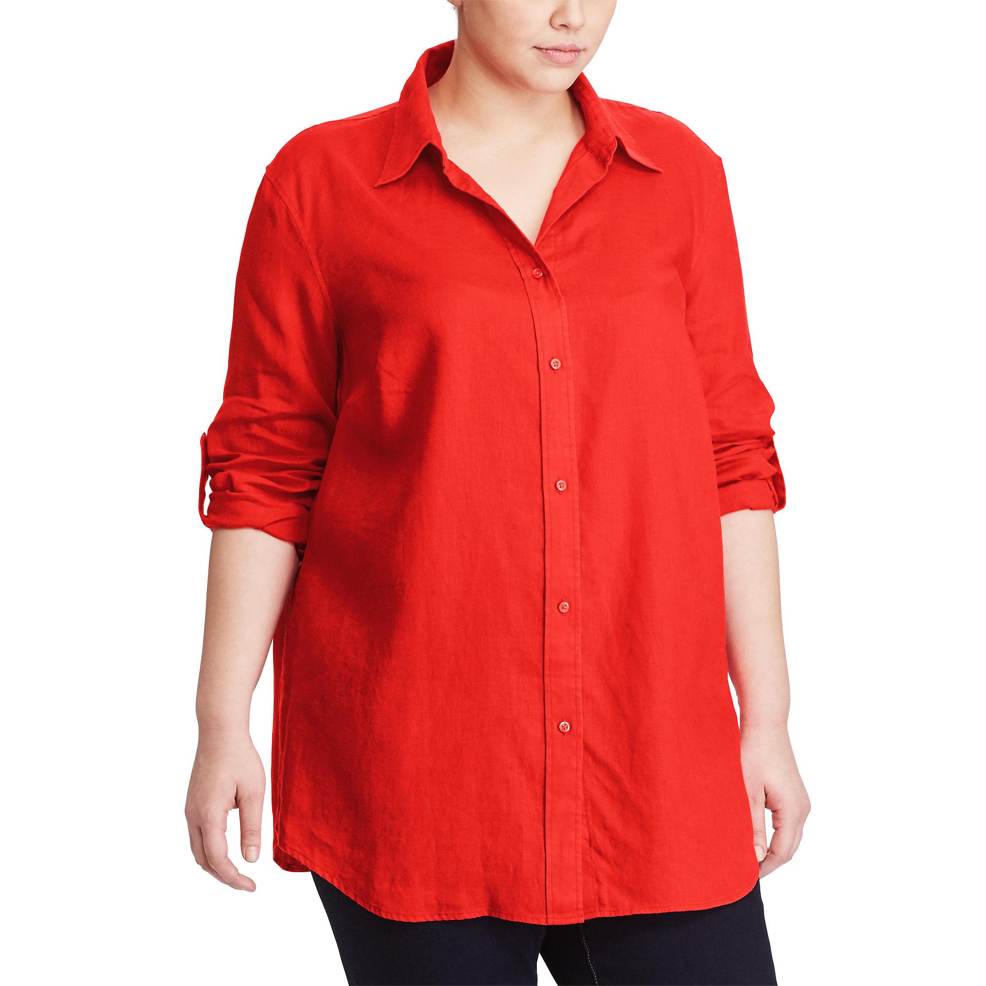 Ralph lauren Linen Roll-cuff Shirt in Red | Lyst Gallery